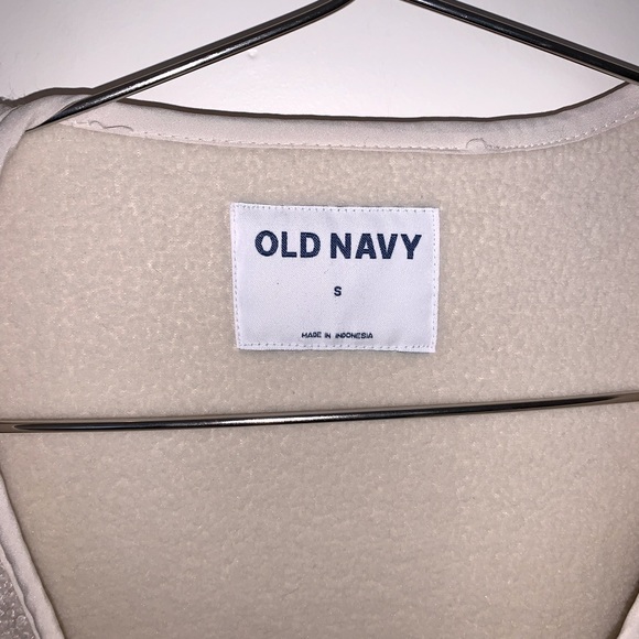 🤍 BNWT Old Navy White Creme Collarless Sherpa Full Snap Up Jacket - Picture 8 of 9